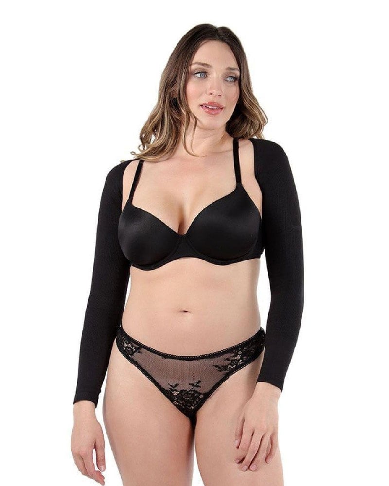 SlimMe Long Sleeve Arm Shapewear, Arm Slimming Sleeves for Women, Tightens and Smooths Arms, Bolero Style - Nude, Sizes Small to Queen 2, Black, Large - Image 1